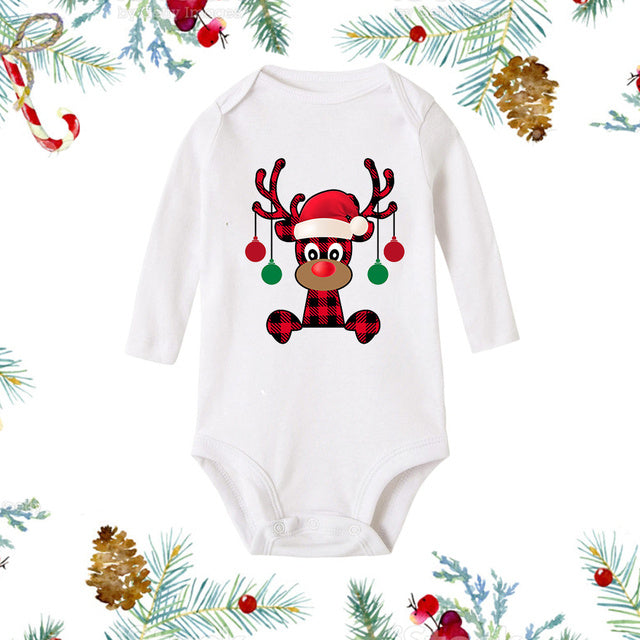 Christmas Newborn Baby White Long Sleeve Jumpsuit