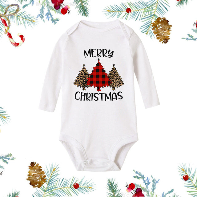 Christmas Newborn Baby White Long Sleeve Jumpsuit