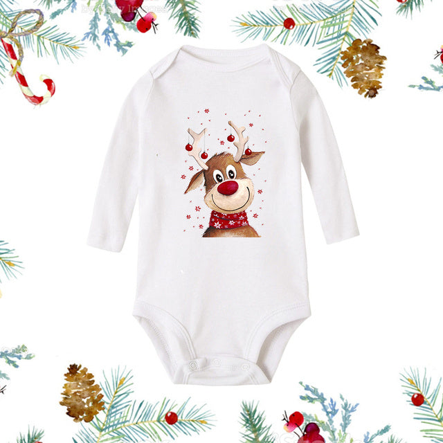 Christmas Newborn Baby White Long Sleeve Jumpsuit